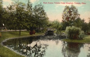 Vintage Postcard 1910's Park Scene Toledo State Hospital Building Toledo Ohio OH