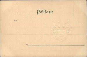 Coats of Arms Patriotic Dutch or Luxembourg? Flags Gilt Embossed c1900 Postcard