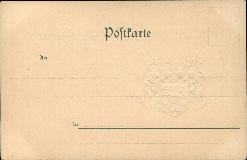 Coats of Arms Patriotic Dutch or Luxembourg? Flags Gilt Embossed c1900 Postcard