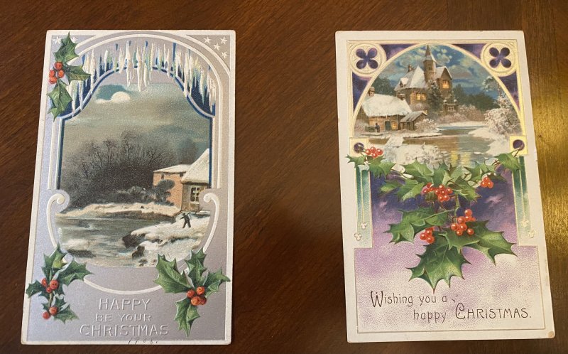 Silver Frame Vintage Christmas Postcard Lot