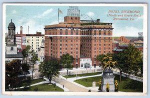 1915 RICHMOND HOTEL VIRGINIA*VA*NINTH & GRACE STREETS*ANTIQUE POSTCARD