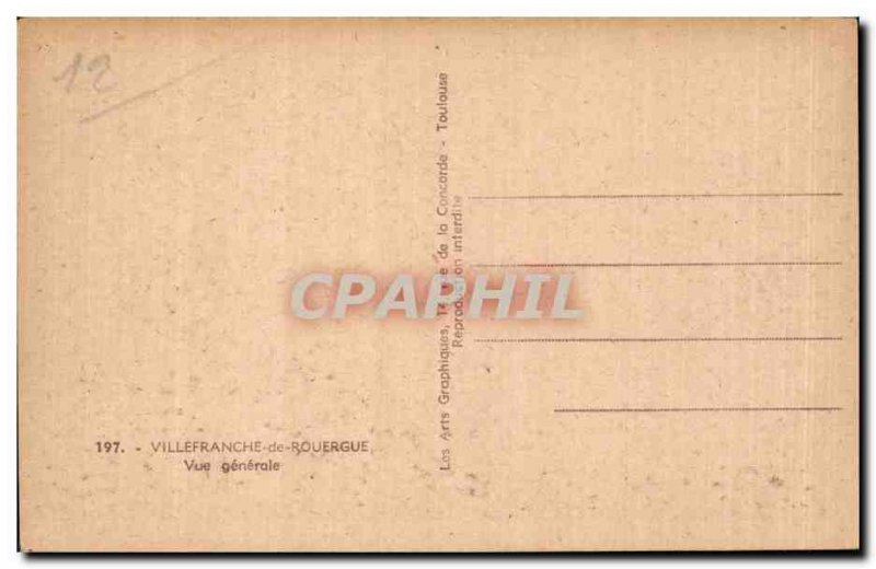 Villefranche de Rouergue Old Postcard General view