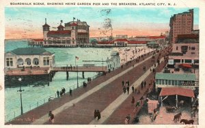 Vintage Postcard 1930's Boardwalk Scene Showing Heinz Garden Pier Atlantic City