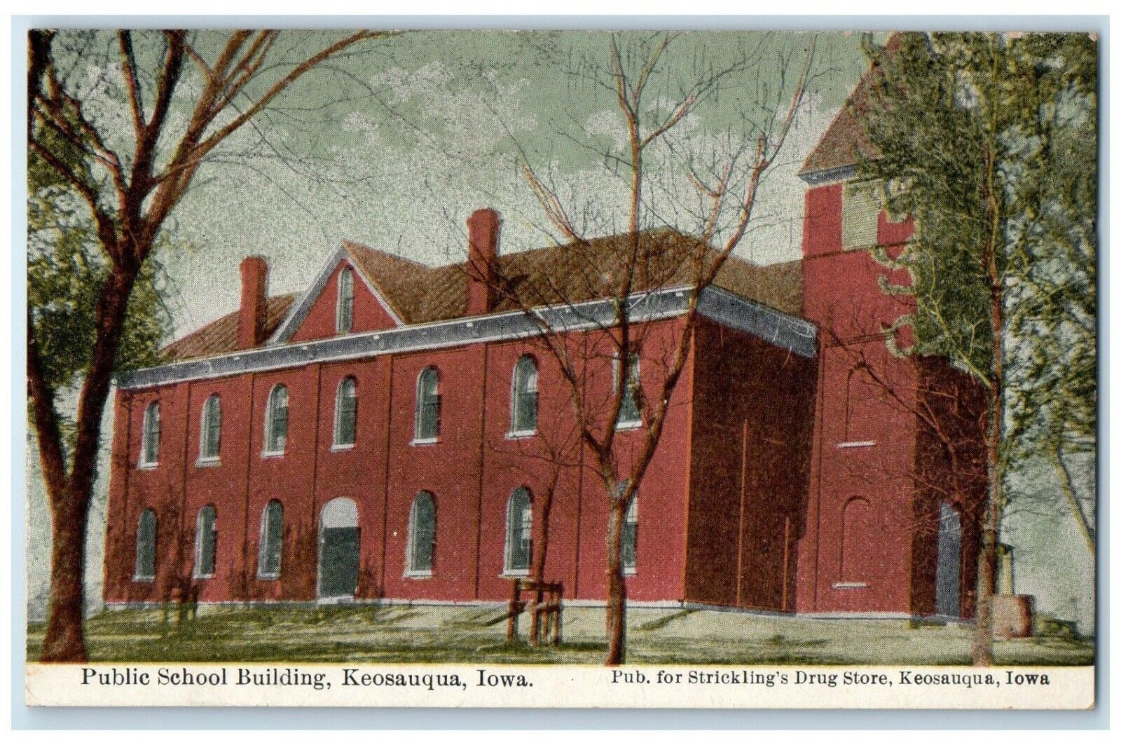 1919 Public School Building Drug Store Keosauqua Iowa Vintage Antique