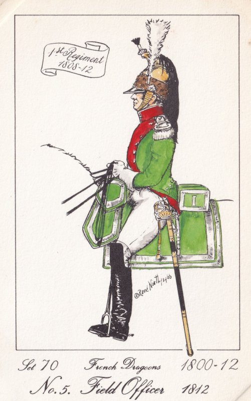 French Dragoon Field Officer Soldier Napoleonic War Uniform PB Rare Postcard