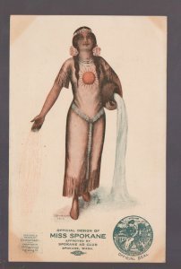 Spokane WASHINGTON 1912 MISS SPOKANE Official Seal INDIAN WOMAN Gadd Design