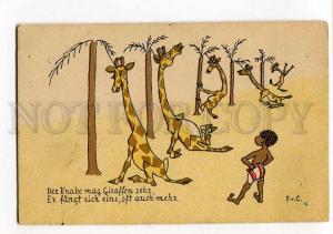 270081 AFRICA HUNT Black Boy & giraffe Vintage russian humor