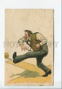 3185646 Sport BOWLING Drunk Man Vintage COMIC postcard