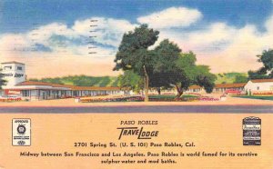 Travelodge Motel Highway US 101 Paso Robles California 1954 linen postcard