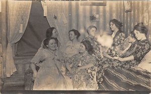 J26/ Interesting RPPC Postcard c1910 Well-Dressed Women Interior Party 260