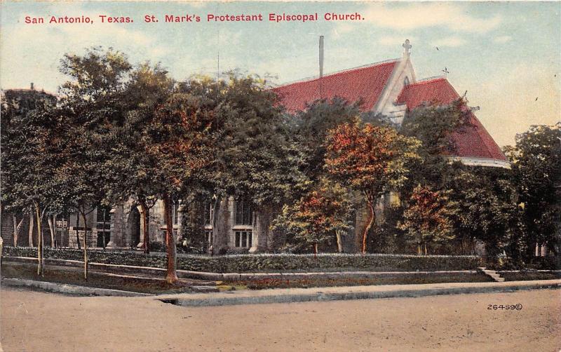 SAN ANTONIO TEXAS ST MARKS PROTESTANT EPISCOPAL CHURCH PAUL EBERS POSTCARD 1910s