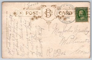 1910 North Windsor  Connecticut  Man on Train Platform Postcard