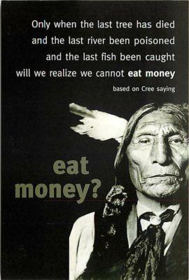 Cree We Cannot Eat Money Quote Postcard #1