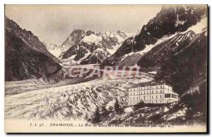 Old Postcard Chamonix La Mer de Glace and Montenvers Hotel (altitude 1920 m)