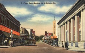 Dothan Alabama AL Foster Street Scene Linen Vintage Postcard