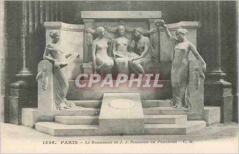 'Old Postcard Paris J J Rousseau''s Monument to the Pantheon CM'