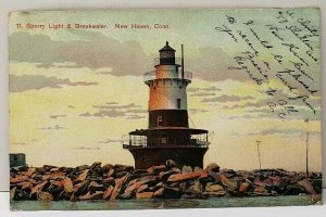 New Haven Connecticut Sperry Light & Breakwater 1906 Postcard F10