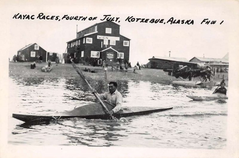 Kotzebue Alaska Kayak Races, 4th Of July, Real Photo Vintage Postcard U5280