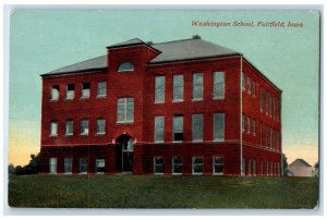 c1910's Washington School Campus Building Entrance Fairfield Iowa IA Postcard