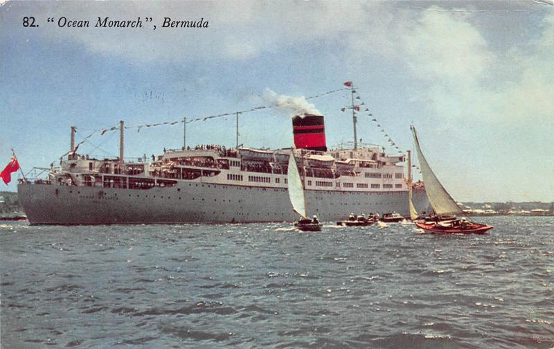 Ocean Monarch, Bermuda, Early Postcard, Used