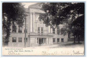 Marietta Ohio Postcard High School Exterior View Building 1906 Vintage Antique