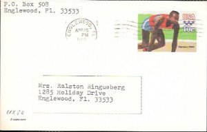 US Used Pre-stamped Postcard UX80 Olympics Runner