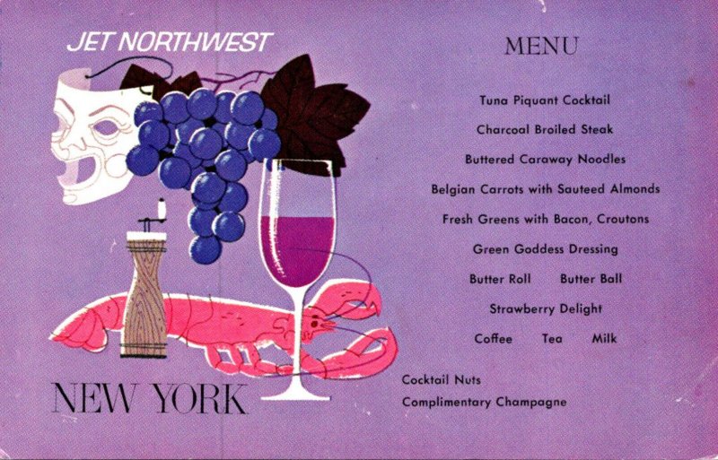 Airplanes Northwest Orient Airlines New York Menu