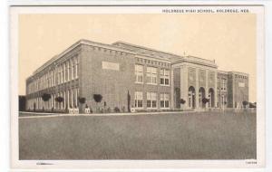 High School Holdrege Nebraska 1940s postcard
