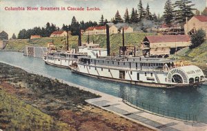 Columbia River Steamer Cascade Locks Oregon postcard aj2196