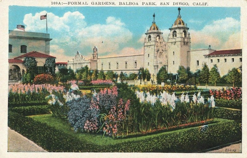 Postcard Formal Gardens Balboa San Diego California