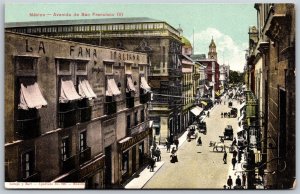 Vtg Mexico Avenida de San Francisco Avenue Street Scene 1910s View Postcard