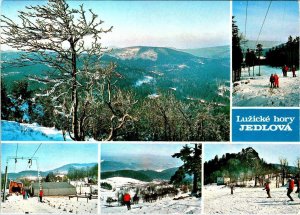 Czech Republic  JEDLOVA LUZICKE HORY SKI AREA  Skiers~Skiing~Lift   4X6 Postcard