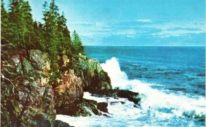 Postcard Otter Cliff Bar Harbor Surf Breaking Northeast Storm Acadia Nat'l Park