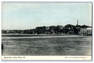 1911 Scenic View Rock River Dam River Lake Creek Dixon Illinois Vintage Postcard