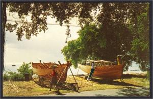 Barbados Fishing Boat Construction Native Wooden Boat Builders 1970s Postcard