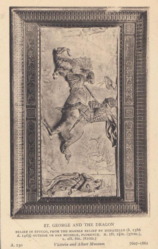 St George & The Dragon Slate Mural Victoria & Albert Museum Exhibit Old Postcard