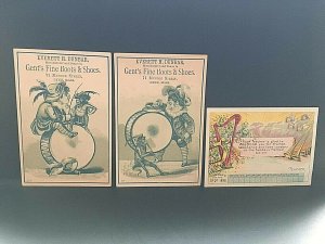 Lot of 3 Cards-(2) Everett E. Dunbar Fine Boots & Shoes and Little Bible Pics .