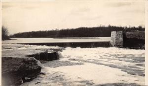 Nora Springs Iowa~Shell Rock River Dam~Bare Trees in Distance~1908-10 Kruxo RPPC