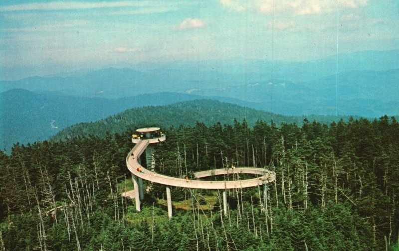 Vintage Postcard Clingmans Dome Tower Great Smoky Mts. Nat'l Park Tenn. NC