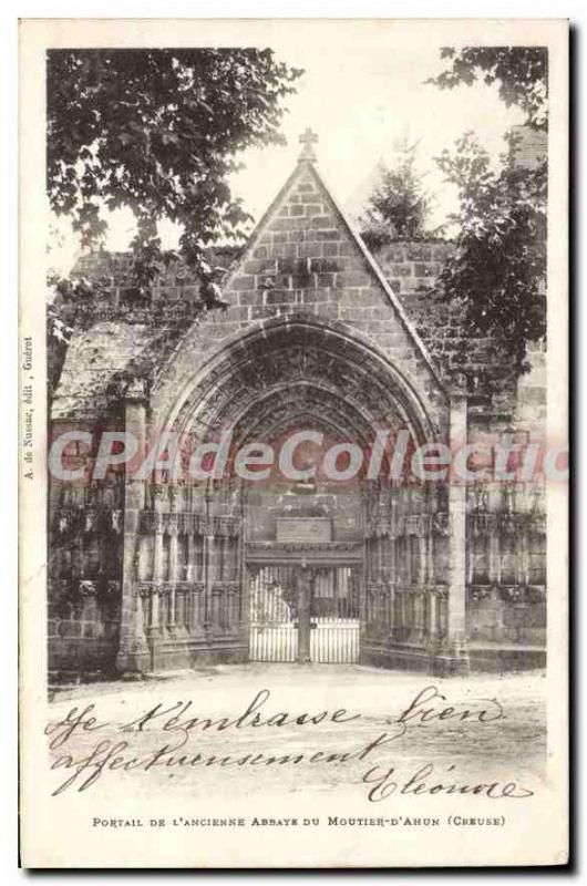 Postcard Old Gate Of The Abbey From Moutier D'Ahun