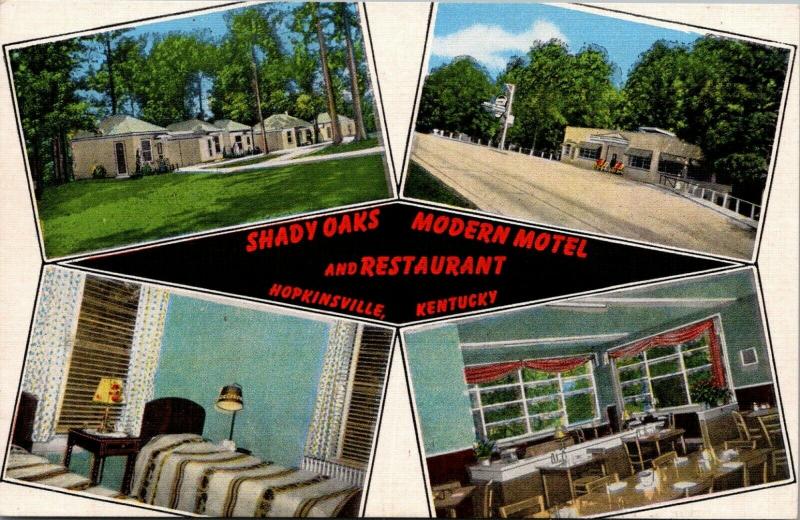 Hopkinsville Kentucky~Shady Oaks Modern Motel & Restaurant~Room~1940s Linen PC 