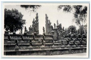 c1930's Temple Statue View Indonesia Bali RPPC Photo Unposted Postcard