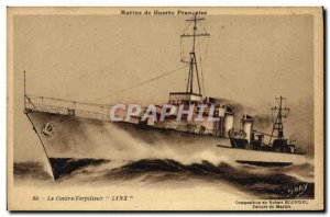 Old Postcard The boat destroyer against Lynx