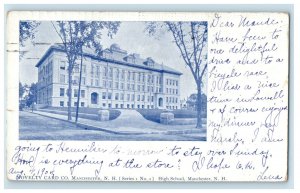 c1900s High School Manchester New Hampshire NH Novelty Card Co. PMC Postcard