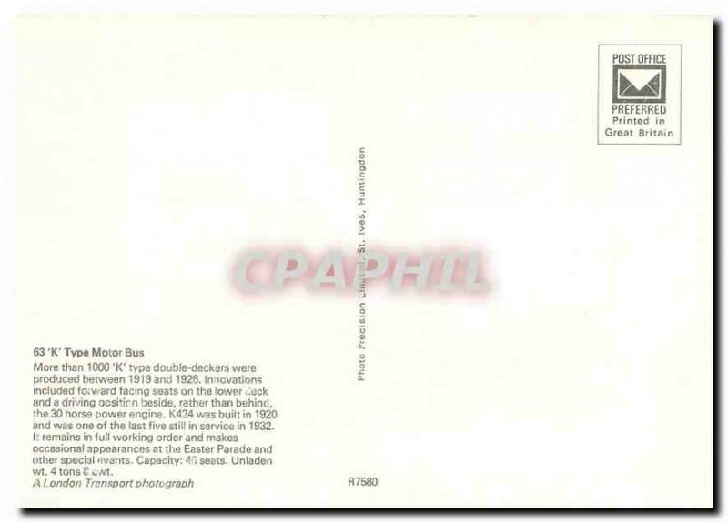 Postcard Modern Type K Motor Bus