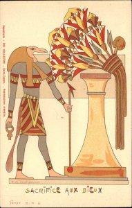 Egyptology Beautiful Egyptian Art Sacrifice to Gods RM de Giorgio c1900 Postcard