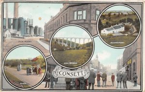 Consett England Iron Works Allansford Multiview Postcard AA70160