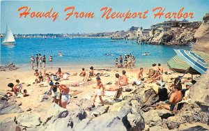 1950s New Port Harbor California Pretty beach People Postcard 26-363