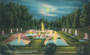 USA Fountains at Night Longwood Gardens Wilmington Delaware Postcard 07.29