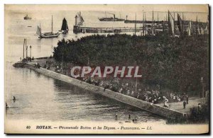 Old Postcard Royan Promenade Botton And Dikes Panorama